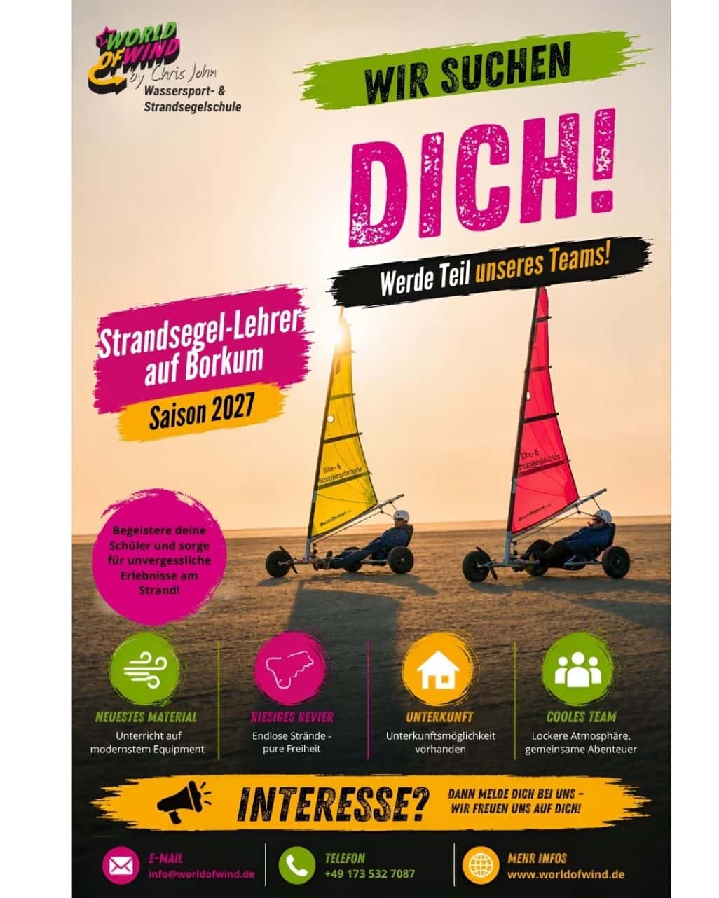 Kite- und Windsurflehrer sowie Strandsegellehrer (m/w/d) für die Saison 2027 auf Borkum gesucht